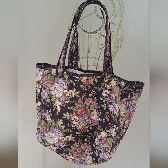 Vintage 90s Handmade Floral Cottagecore Quilted Tote Bag. - Picture 6 of 6